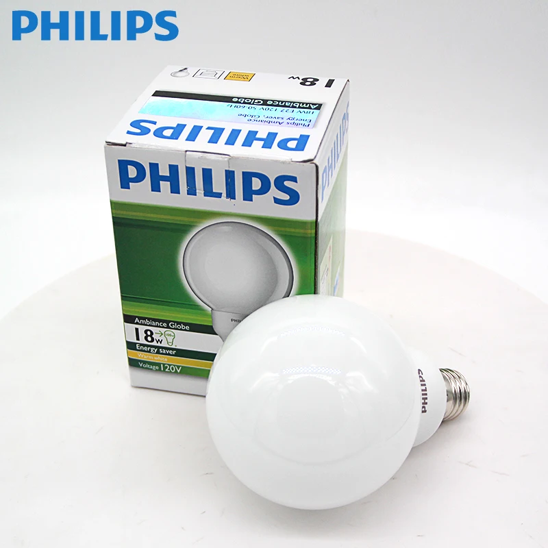 Philips 110-120V bulb pear-shaped soft light bulb big dragon ball bubble e27 18W warm light E27 screw home light source lamp hea