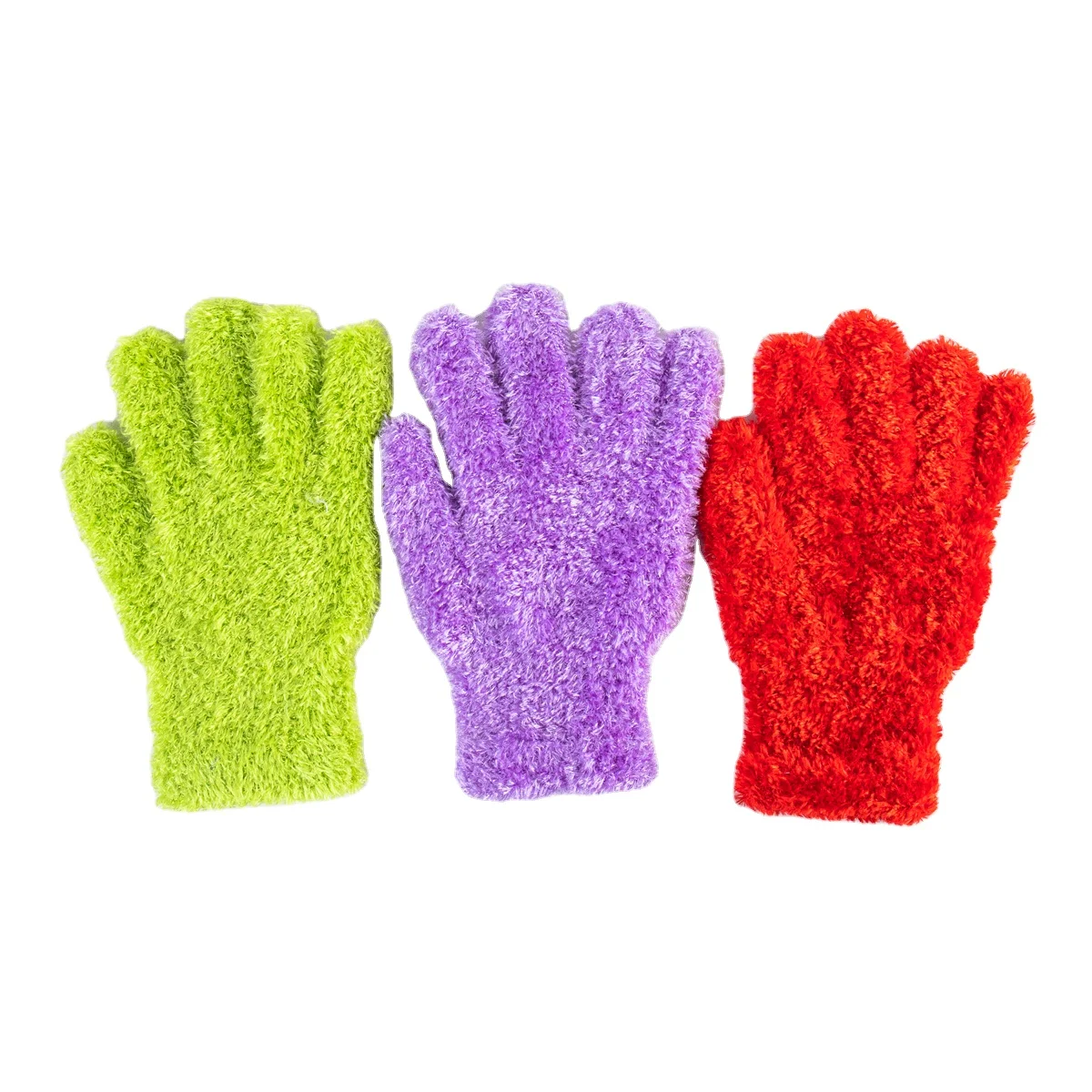 
Factory manufacture various fur knitting five fingers women feather glove winter 