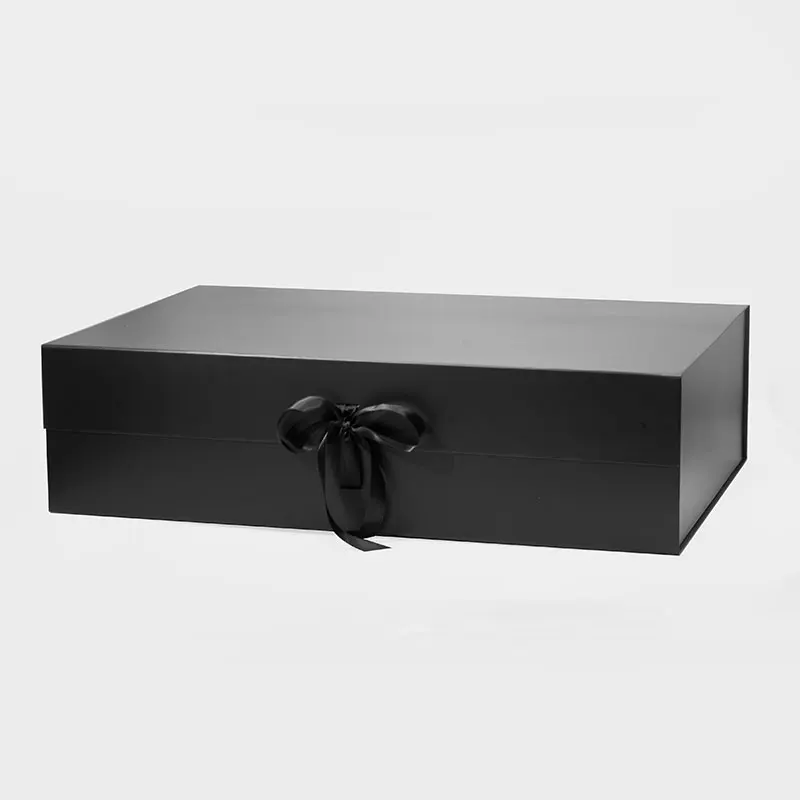 

Low MOQ Personalised XXXL Big Very Large Black Magnetic Lid Gift Box With Ribbon
