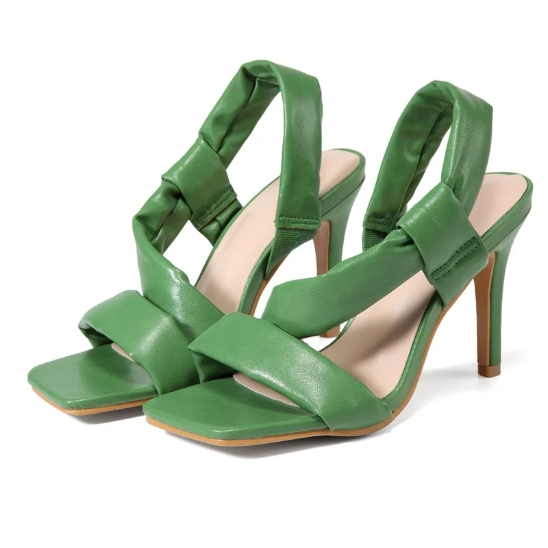 

2021 New Arrival Soft Material White Green Fashion Color Sexy HeelsSlipper Shoes Sandals for Women and Ladies, Green white