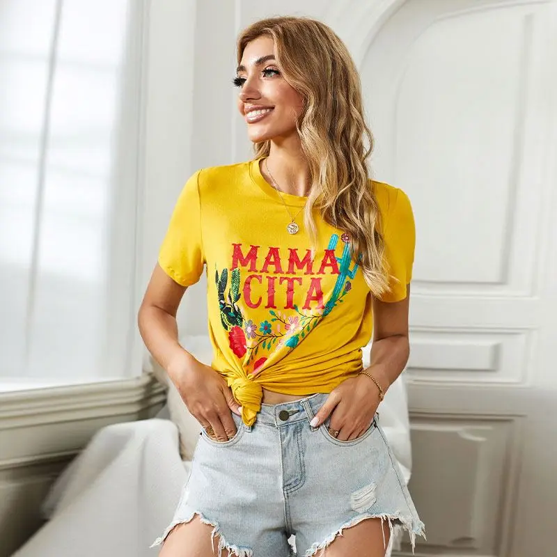 

New Arrival Simple Printed Plus Size T-shirts Women