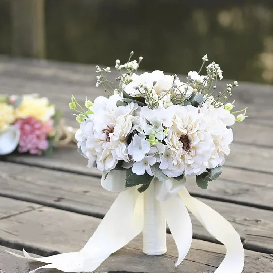 Foam Bouquet Handle Bridal Wedding Flower Holder Decoration With Lace Trim S`XG 