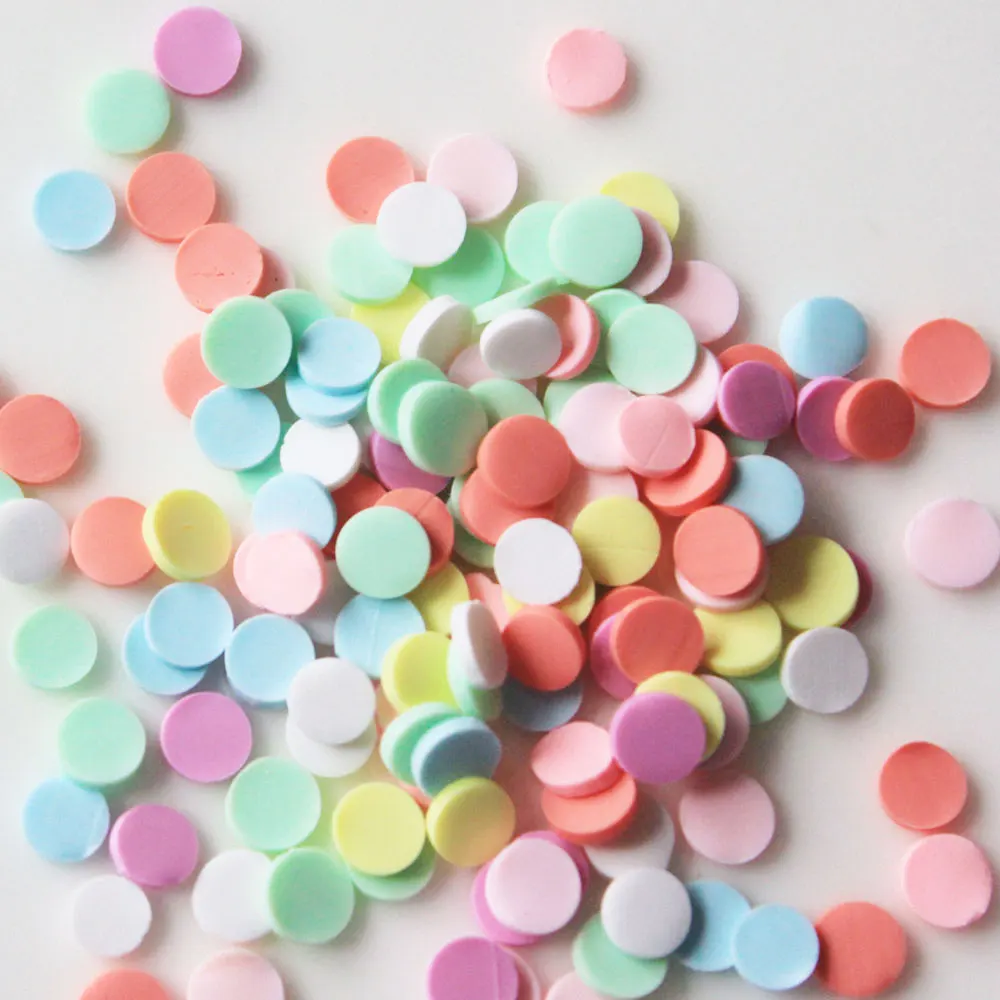 

Mix 5MM Round Round Confetti Circle Polymer Clay Soft Slices Holiday Topping Tiny Miniature Food Slime Charms S