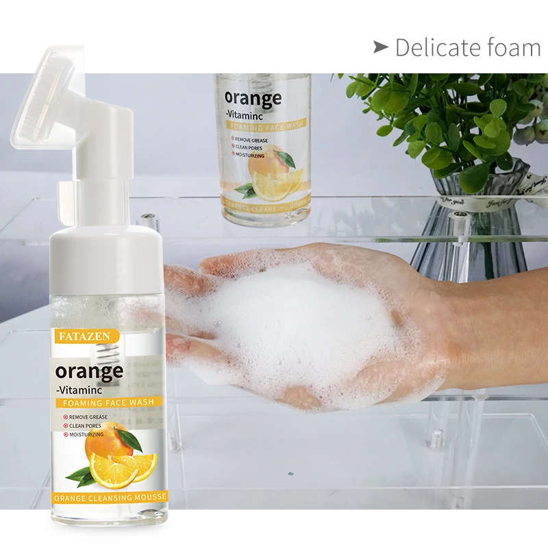 

FATAZEN Orange Vitamin C Beauty Skin Care Facial Mousse Cleanser Deep Cleansing Gel Foaming Face Wash