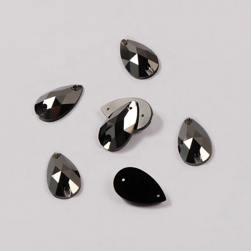 

3230 All Sizes Jet Hematite Drop High Quality Strass Flatback Sew On Glass Stones For Clothes Decoration