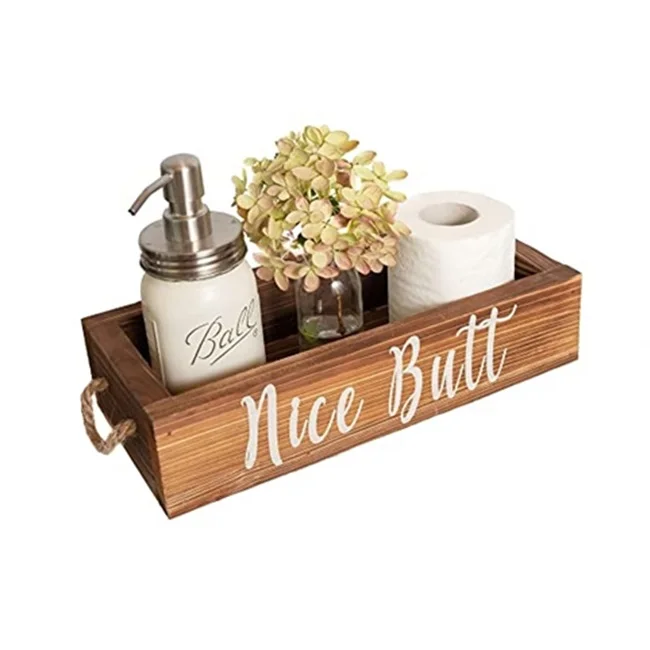 

Nice Butt Bathroom Decor Box, 2 Sides with Funny Sayings - Funny Toilet Paper Holder Perfect for Farmhouse Bathroom Decor Toilet
