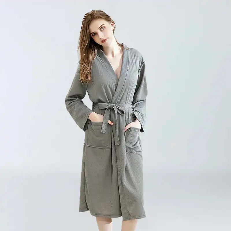 

Factory wholesale Women plain Oversized Soft Polyester Spa Long Bathrobe, 6 colors