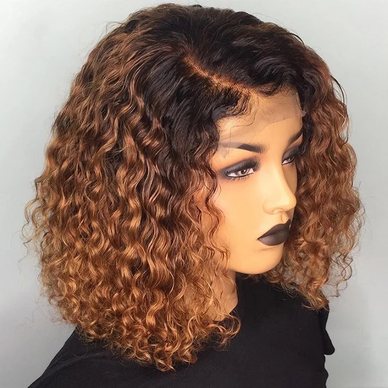 

Highknight Curly Short Bob Lace Front Wig Brazilian Remy Human Hair Wigs Ombre Color Wholesale Natural Wig Pre Plucked Hairline