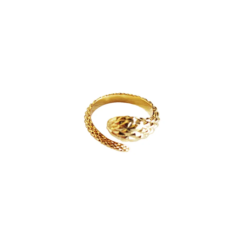 

Wholesale Trendy Snake Ring 18K Gold Plated Open Adjustable Ring for Women