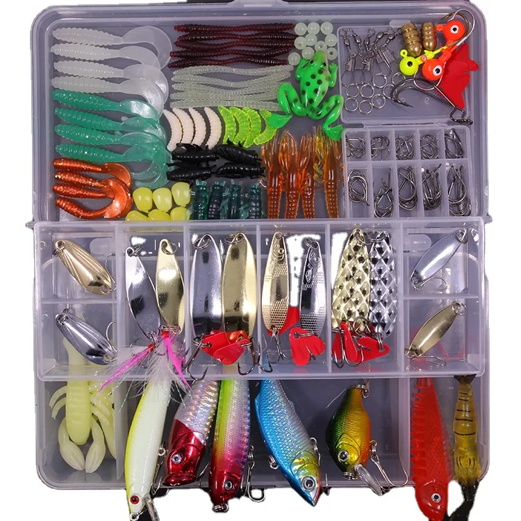 

Wholesale 18 - 301pcs Mixed Fish Kit Fishing Popper Metal VIB Soft Bait Minnow Fishing Tackle Fishing Lure Set, Multi
