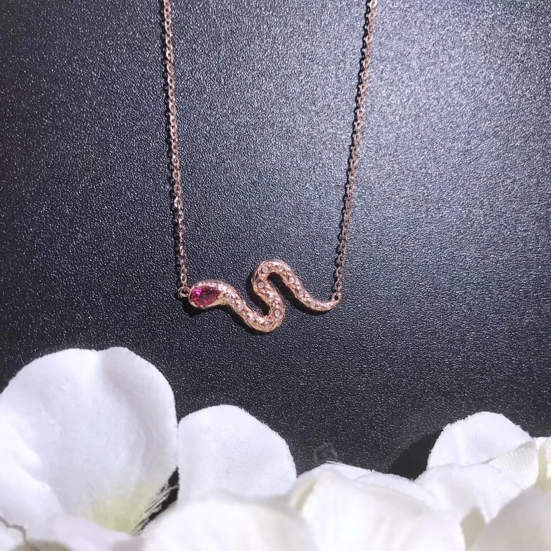 

New Trend Dainty Shiny Stone Paving Snake Pendant Necklace For Women Girl Gift Statement Party Wild Jewelry, Picture shows
