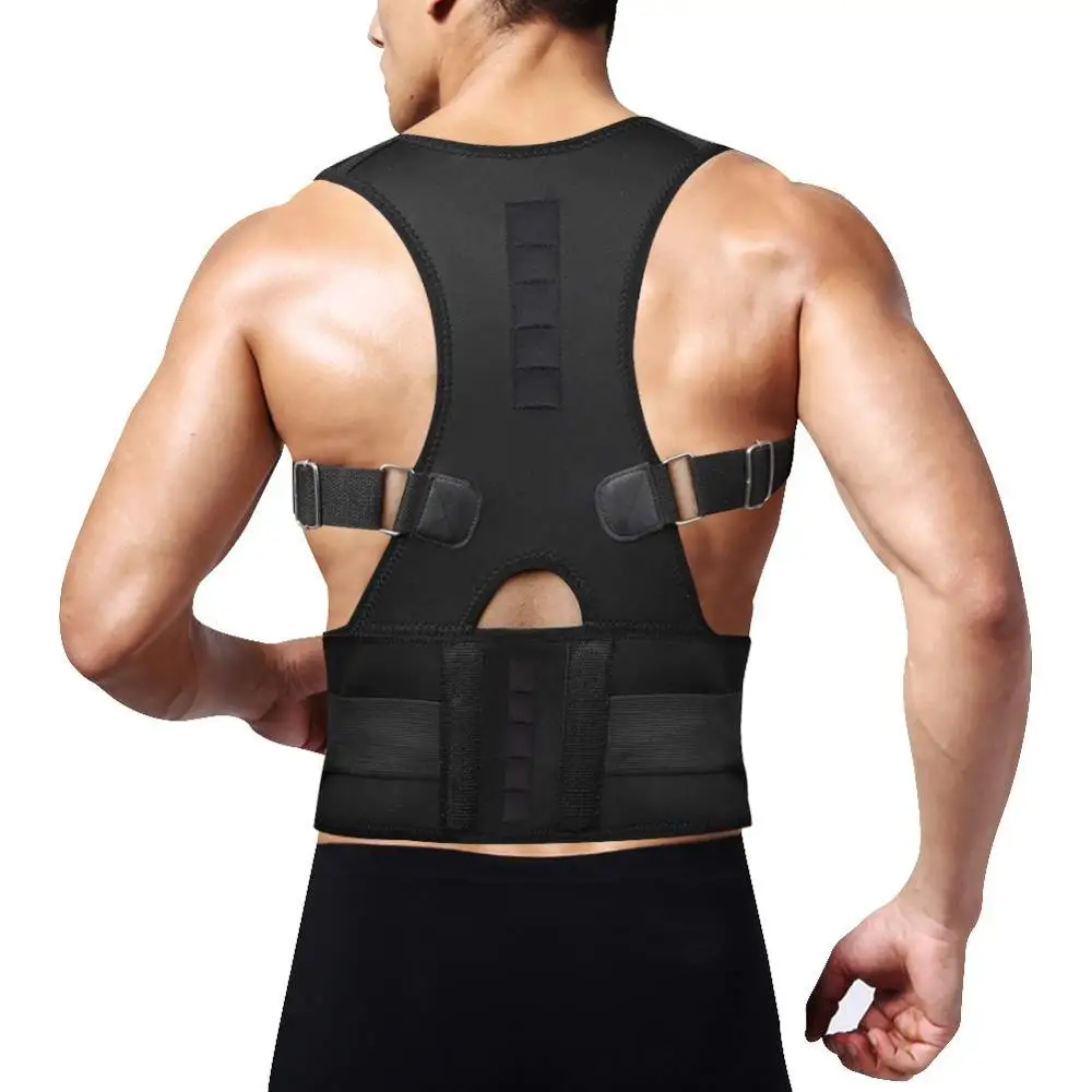 

2021 New product Posture corrector Back support brace OEM Black Magnetic therapy Spandex Belt Adult, Black, white, pink