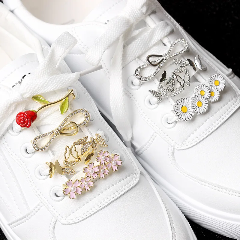 

2021 Spring New Korean Gemstone White Shoes Accessories Shoelace Buckle Stainless Steel Nameplate Shoe Charm Buckle Shoe Tag, 7 colors