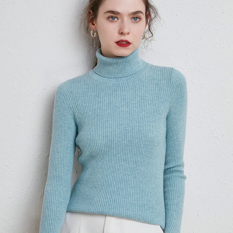 

2021 New product thick woolen sweater high neck drawstring pullover woman fall sweaters, Customized color