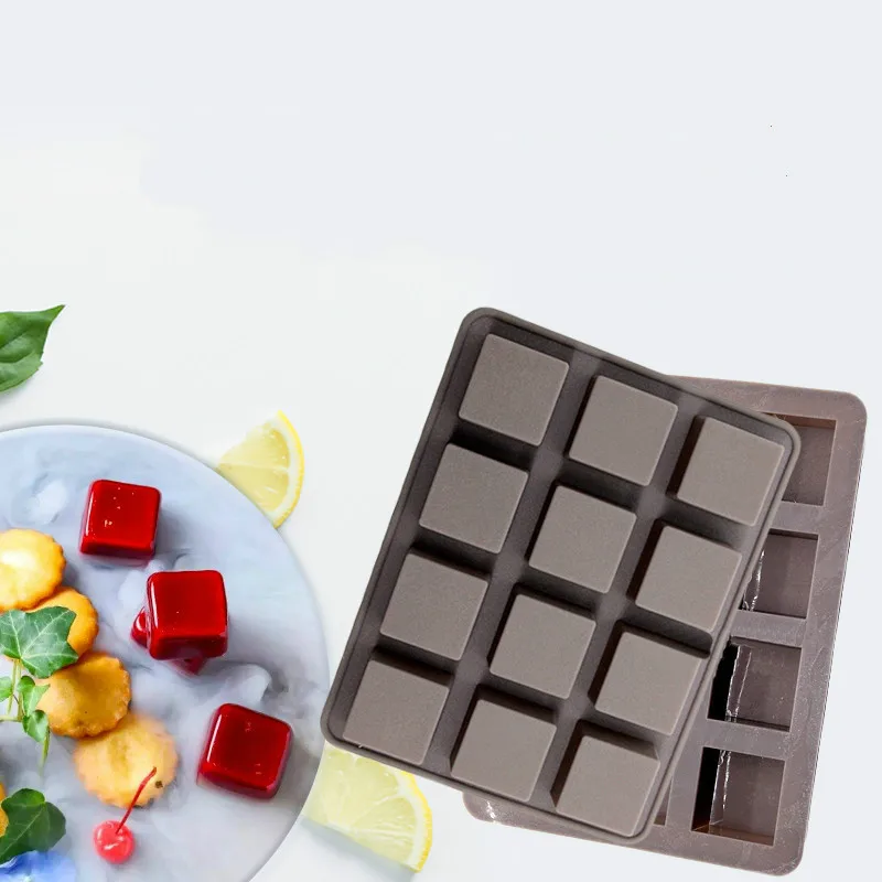 

Silicone Chocolate Mold 12-cavity Square Baking Mold for Homemade Caramel Chocolate Hard Candy Reusable Washing Soap Mold Trays, Brown