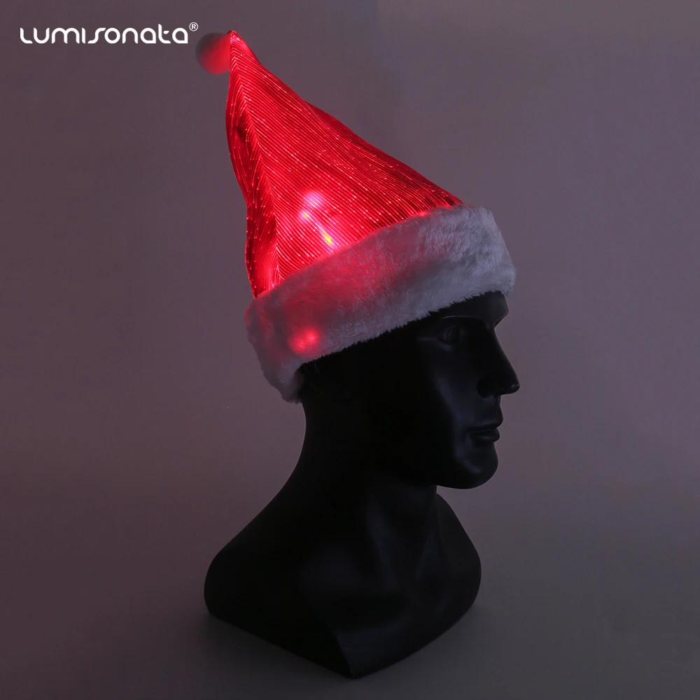 

2022 New Year LED Light Up Thick Christmas Hat Adults Kids Christmas Decorations For Home Santa Claus Gifts Decor Winter Hat