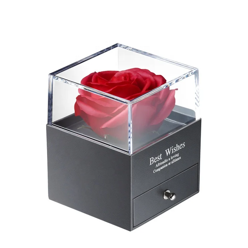 

China Manufacturer Acrylic Flower Rose Wedding Gift Ring jewelry box bracelet necklace box, As pictures or customized