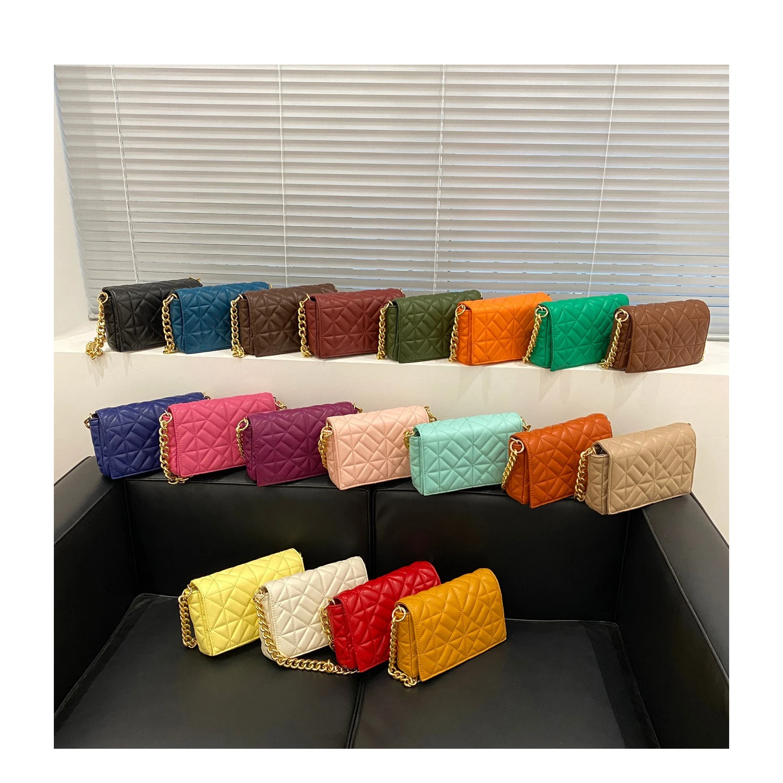 

Branded Women's Shoulder Bags 2022 Thick Chain Quilted Shoulder Purses And Handbag Women Clutch Bags Ladies Hand Bag, Customizable