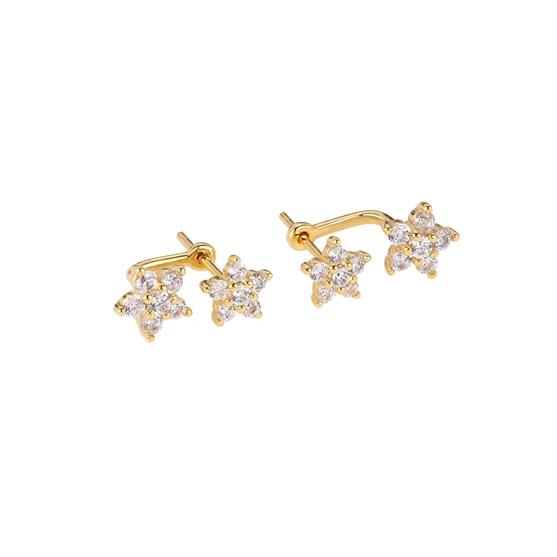 Dainty wholesale 925 sterling silver 18k gold plated star shape tiny small stud earrings for women