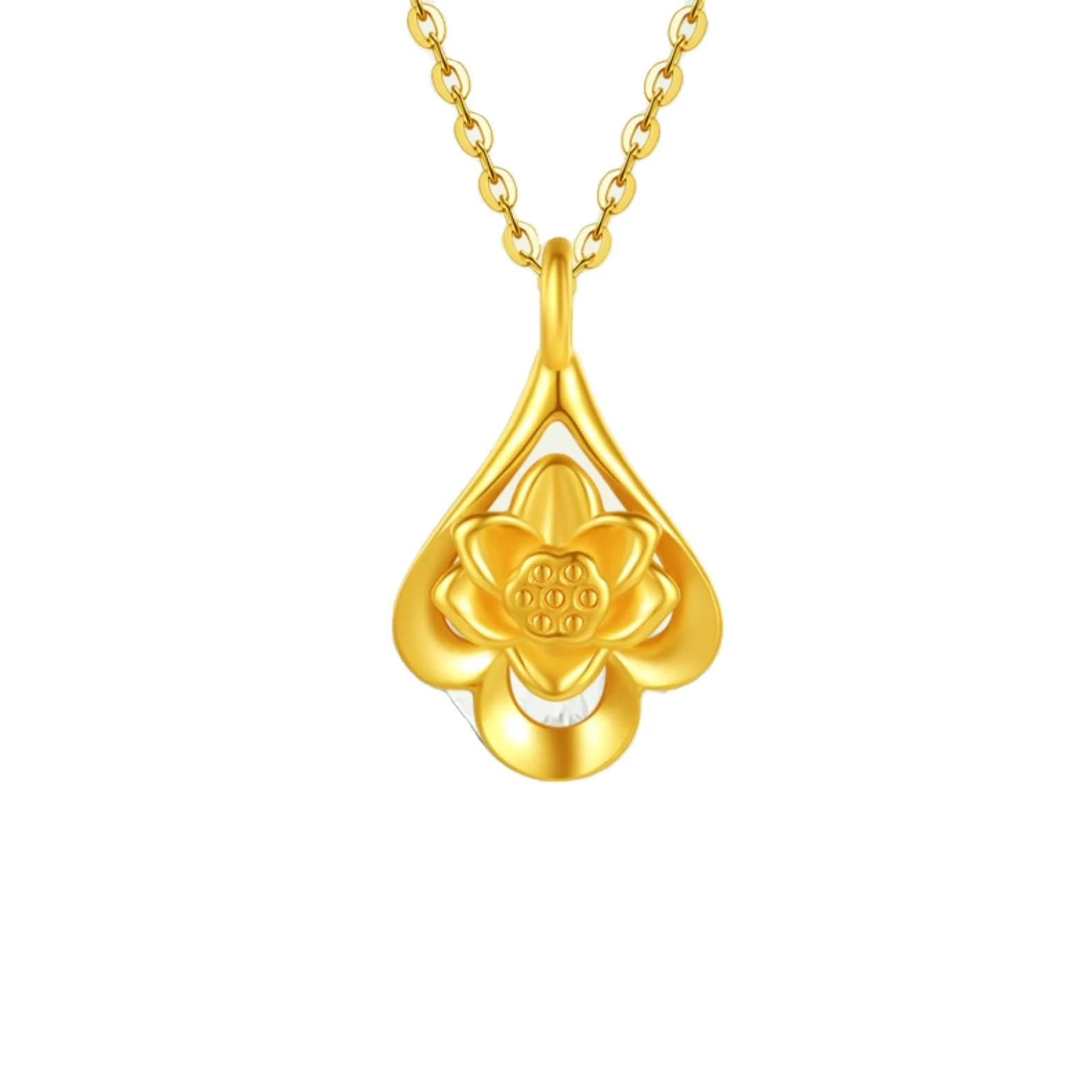 

Certified Pendant Female Peony Blooming Rich 3D Hard Gold Pure Gold Necklace Female Mother's Day Gift For Mother