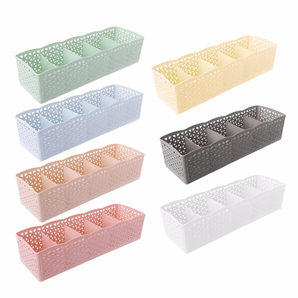 

Home Organizers Candy Color 5 lattice Plastic Underwear Organizer Storage Box Bra Socks Drawer Cosmetic Storage Basket, Nordic blue, nordic coffee, nordic pink, nordic green