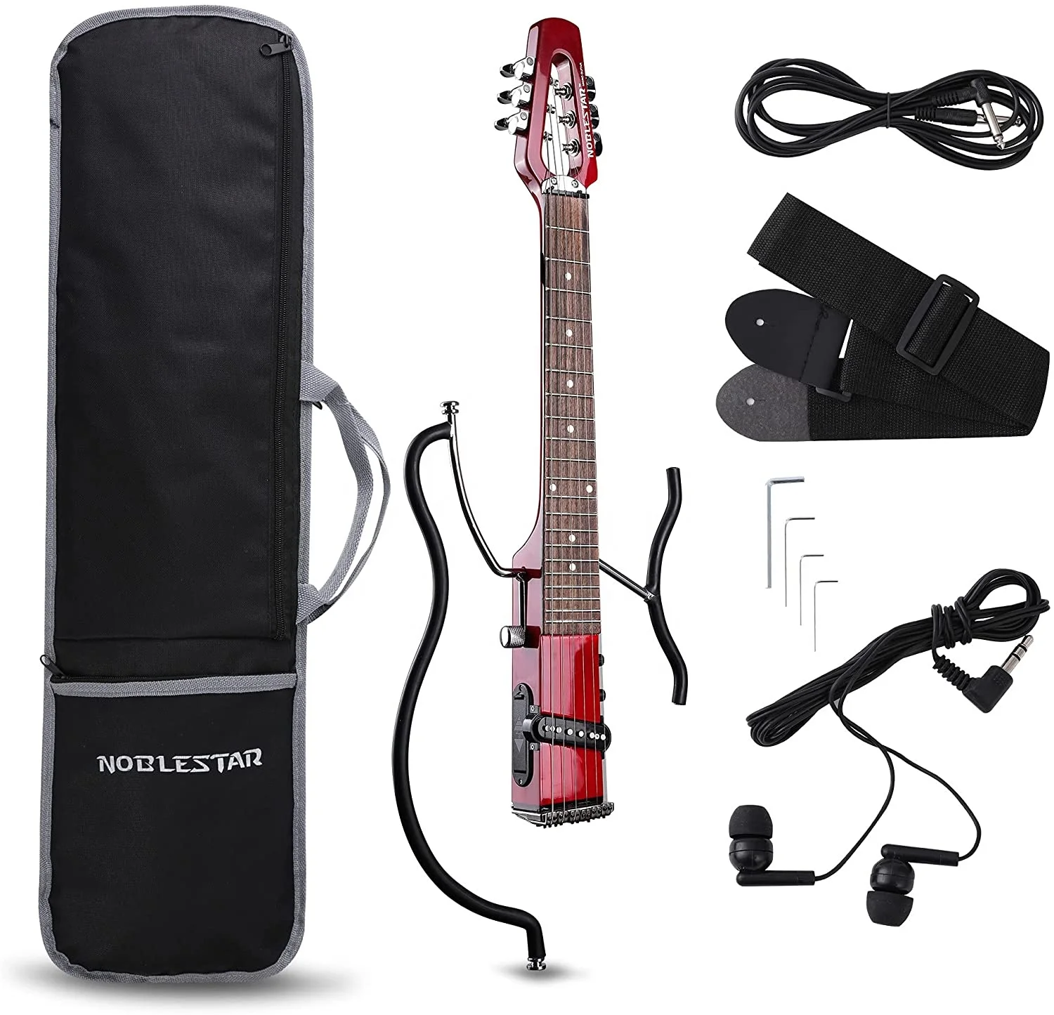 

Noblestar brand microstar travel electric guitar with carring bag, Red