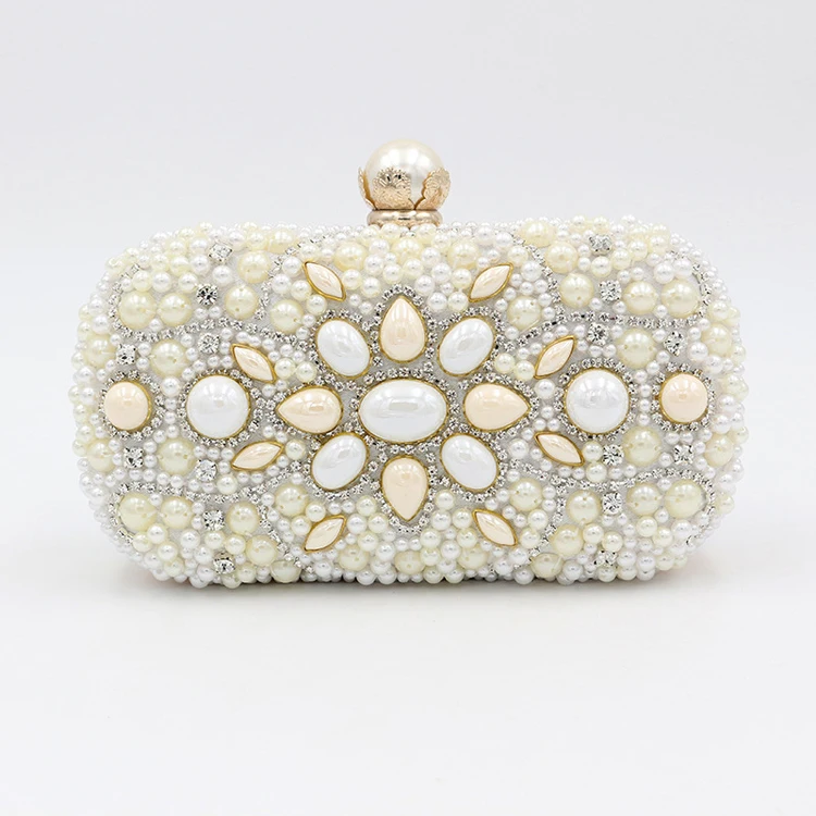 

Excellent Handmade Pearl Embroidery Wedding Clutch Evening Bags Party Evening Bags