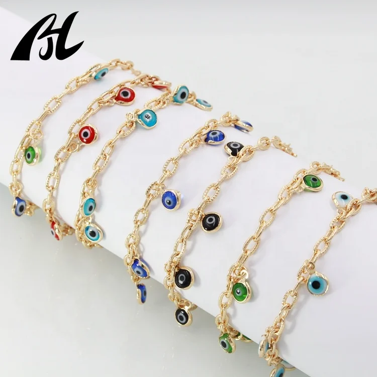 

Wholesale Evil Eyes Women Red Blue Evil Eyes Charm Jewelry 18K Gold Plated Turkish Evil Eyes Bracelets