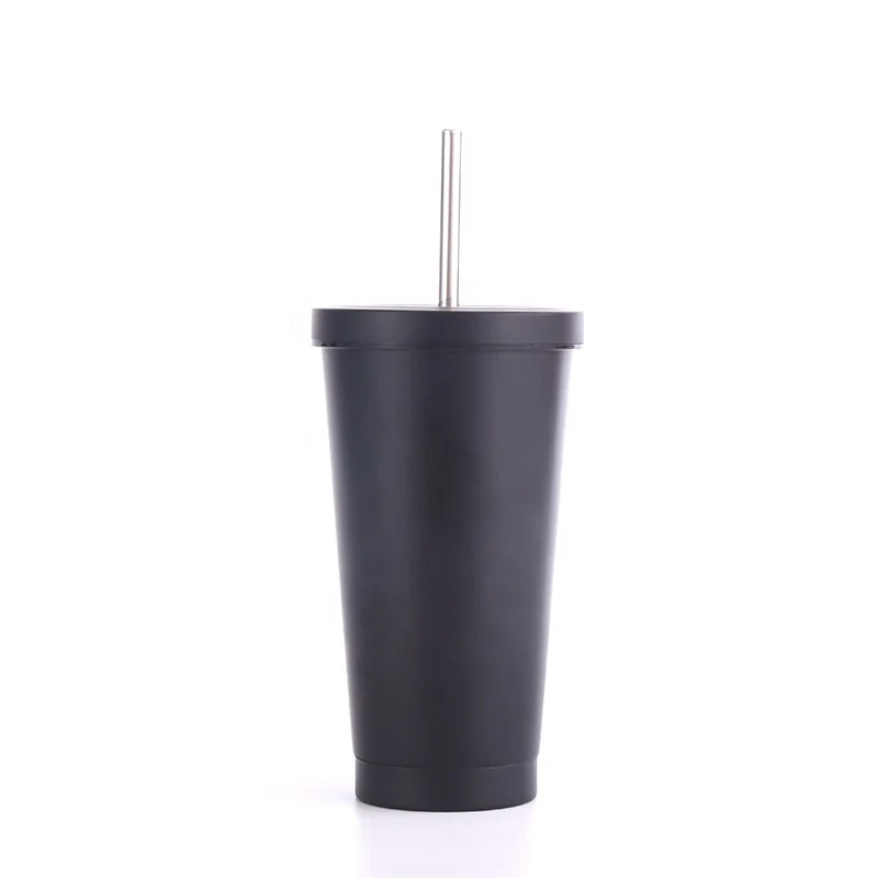 

Tumblers with Lids 20oz Colored Stainless Steel Reusable Cups with Lids and Straws Double Wall Matte Black Bulk Tumblers