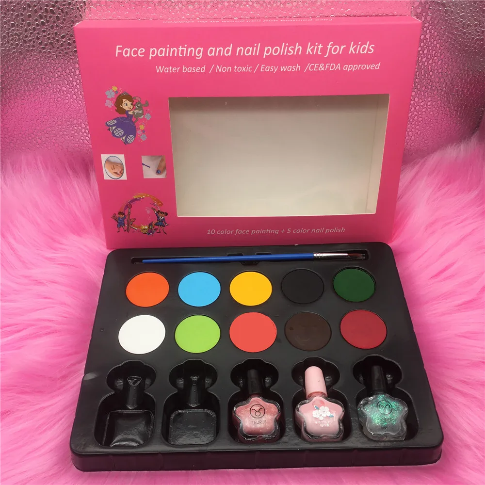 

Halloween water soluble face color color family suit water activated makeup nail kit, 15 colors
