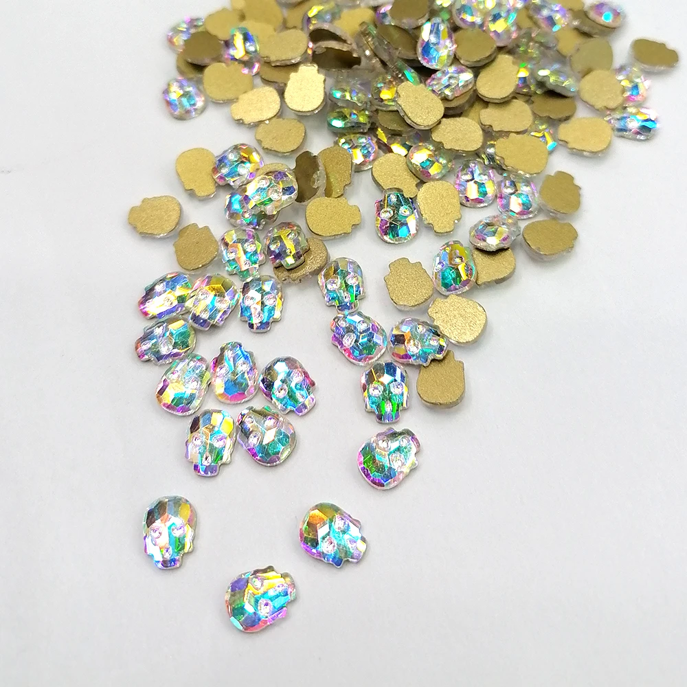 

Glass nail art rhinestones skull shape ab crystal nails stone decorations, Ab/other color