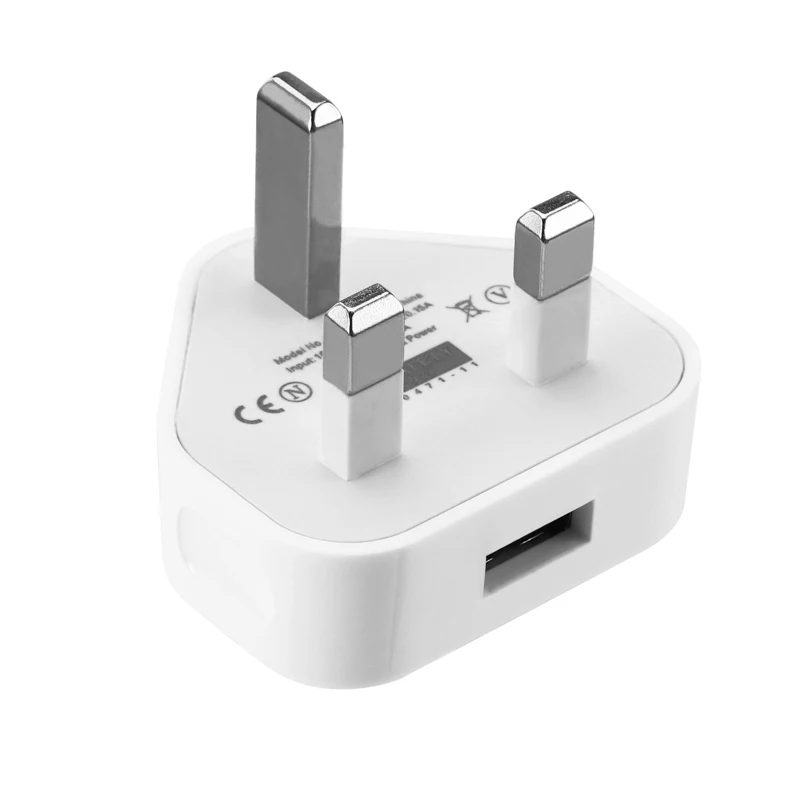 

5V 1A 3PIN USB wall Charger UK Plug Power Adapter 5W Travel Charger for iPhone X iPhone 8/8 Plus iPhone 7 / 6 / 6 Plus, White