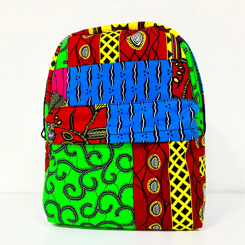 

Fashionable African Wax Cloth Ankara Style Big Space Students Bag Unisex Good Quality Travelling Backpack Bags, Stock colors&customized colors