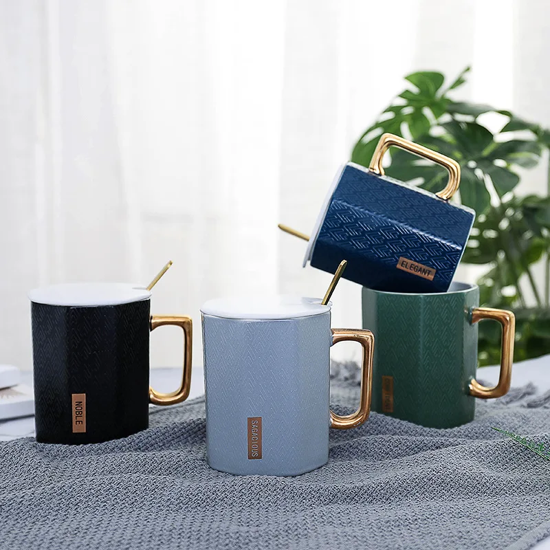 

Feiyou wholesale new personalized 12oz ceramic coffee mug cup ceramic coffee gold handle ceramic mug marble coffee, As the picture show