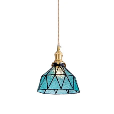 

Simig lighting creative loft vintage japanese small handmade bubble glass shades geometric kitchen pendant light, Clear/amber/blue