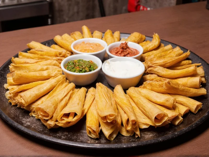 Platter of steaming tamales with traditional sides