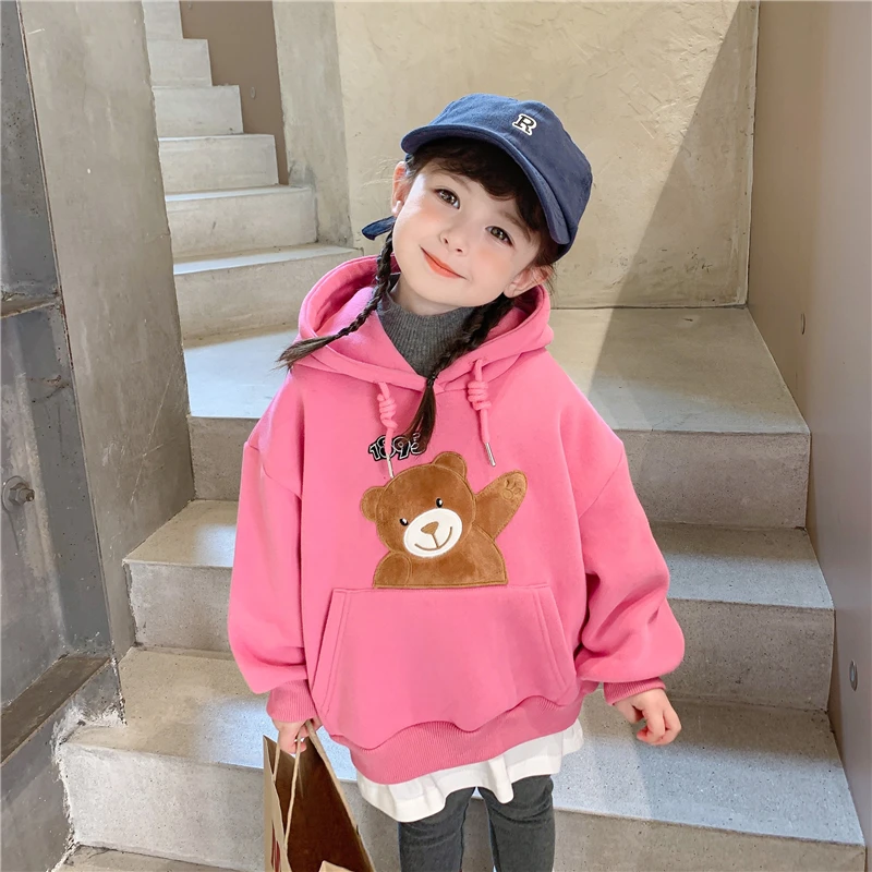 

kids girls fall autumn winter boutique clothing fashion fake two piece plaid oversized girls sweatshirt kids clothing