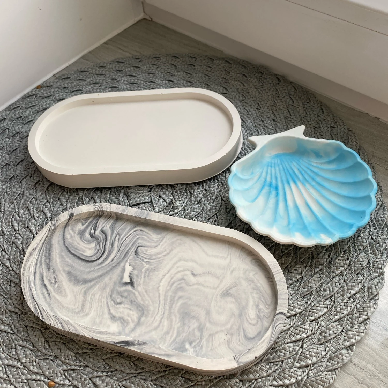 

DIY Oval Tray Mold Storage Box Silicone Mold L/M/S Mirror Oval Coaster Crystal Glue Mold Ashtray Cement Flower Pot Mould