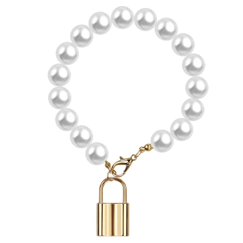 

Wholesale Dainty Padlock Locket Pendant Pearl Bracelet Natural Pearl Choker Toggle Bracelet Necklace Jewelry With Heart Charm