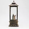 11"high plastic Christmas Cheaper lantern gift lighted musical spinning water&snow globe deer lantern indoor decoration