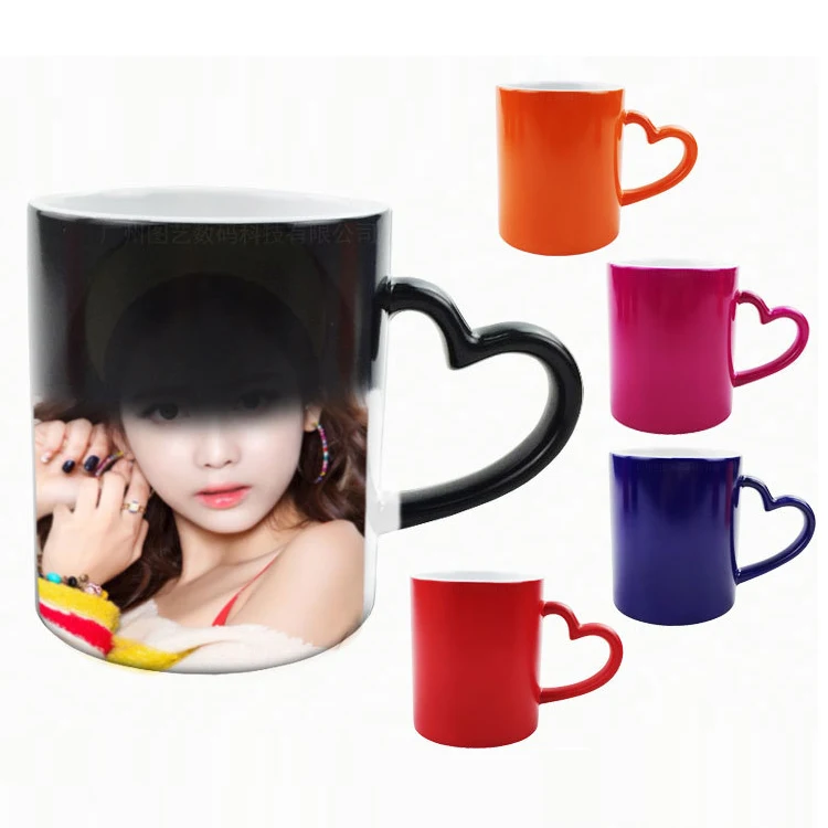 

Ceramic Coffee Cup Tea Color Change Creativity Magic Mug Sublimation Blanks, White/red/green/blue/yellow
