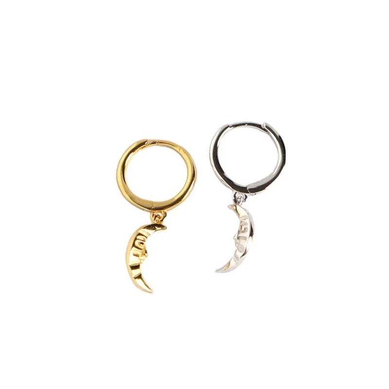 

Customized Moon Huggie Hoop Earrings 18K Gold Geometric Dangle Earrings 925 Sterling Silver Earrings For Women Statement Jewelry, Gold and silver