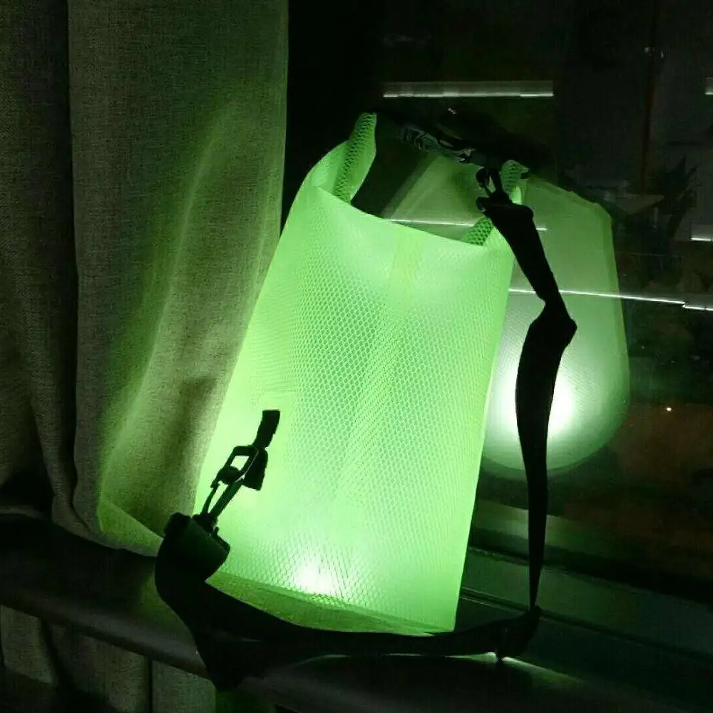 

Suntour New Item 10L Shiny EVA Tarpaulin Waterproof Dry Bag with LED Light for Camping and Swimming
