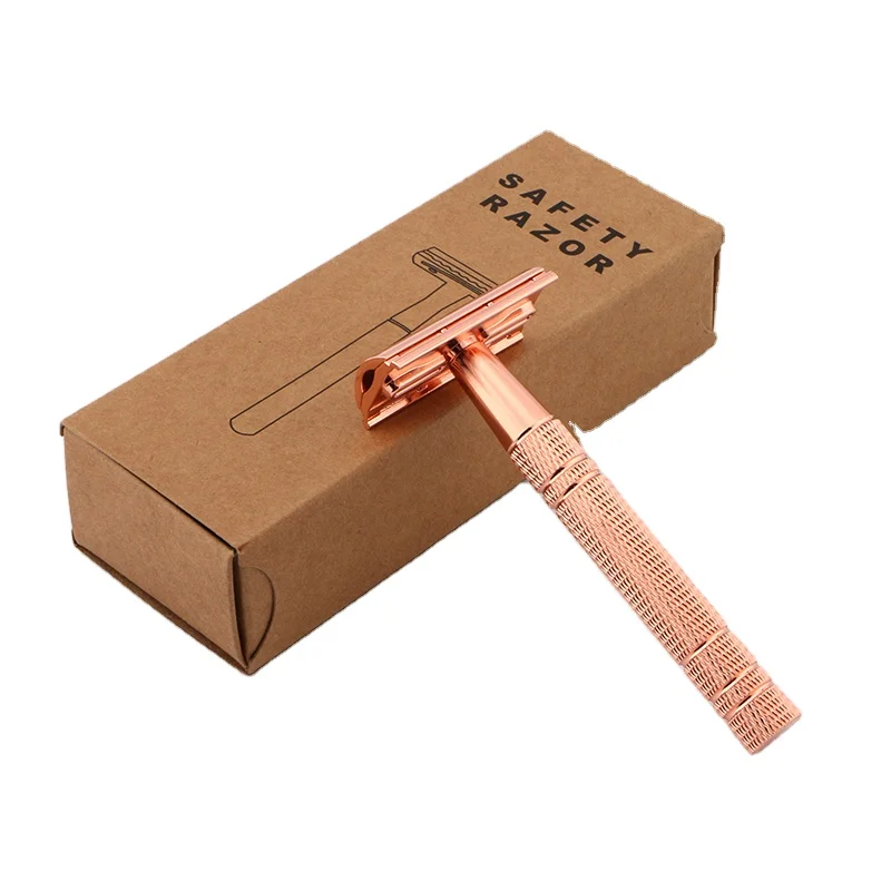 

RTS rose gold Classic safety razor competitive price aluminum NEW material double edged blade face hair removal razor