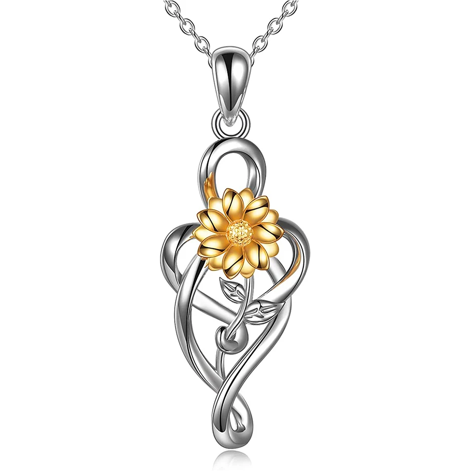 

Rose Valley Infinite Love Sunflower Necklace Hot Selling Jewelry Pendant Gold plated Two Tone Jewel Fashion Gift For Lover YN037