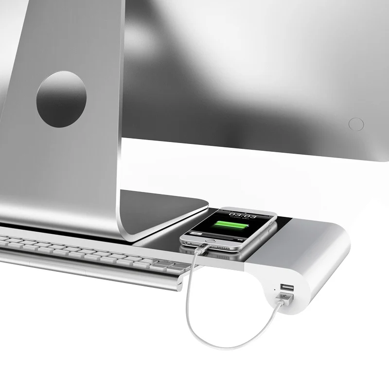 Aluminum Laptop Monitor Stand With 4 USB Ports Output 5V 4A