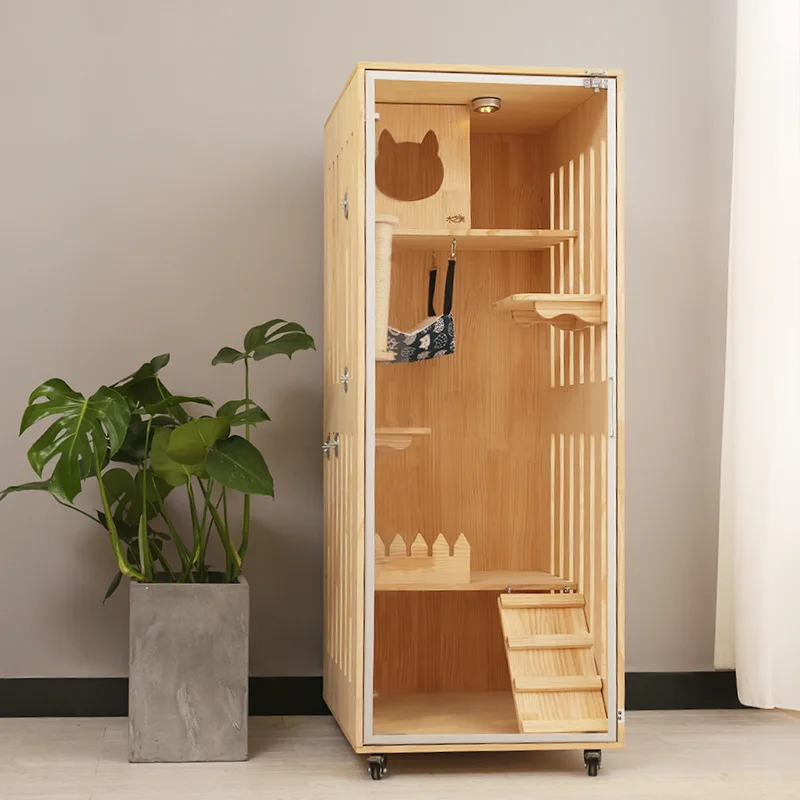 

New Desgin Pine Wood Outdoor Cats Climbing Frames 2021 Cat House Cages, Customized color