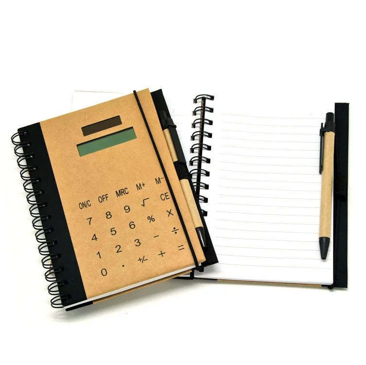 Promotion Oem Notepad With Calculator 8 Digits Solar Powered Notebook