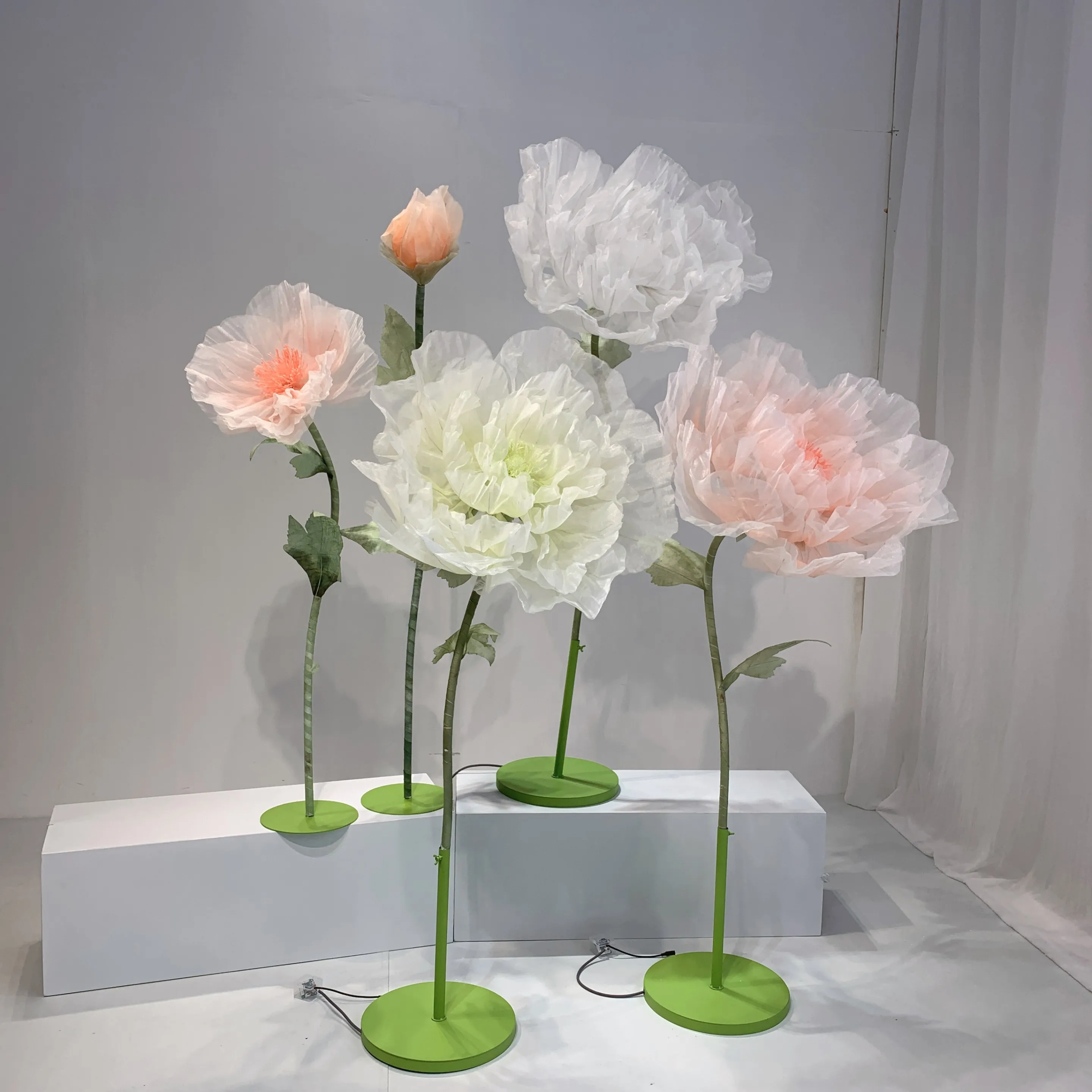 

floral Automatic artificial flower opening and closing flower mechanical electric giant flower stand for Event Wedding Display