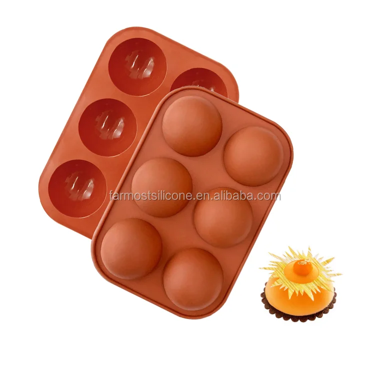 

Medium Semi Sphere Silicone Mold Half Sphere Silicone Baking Molds for Making Chocolate Cake Jelly Dome Mousse, Brick red